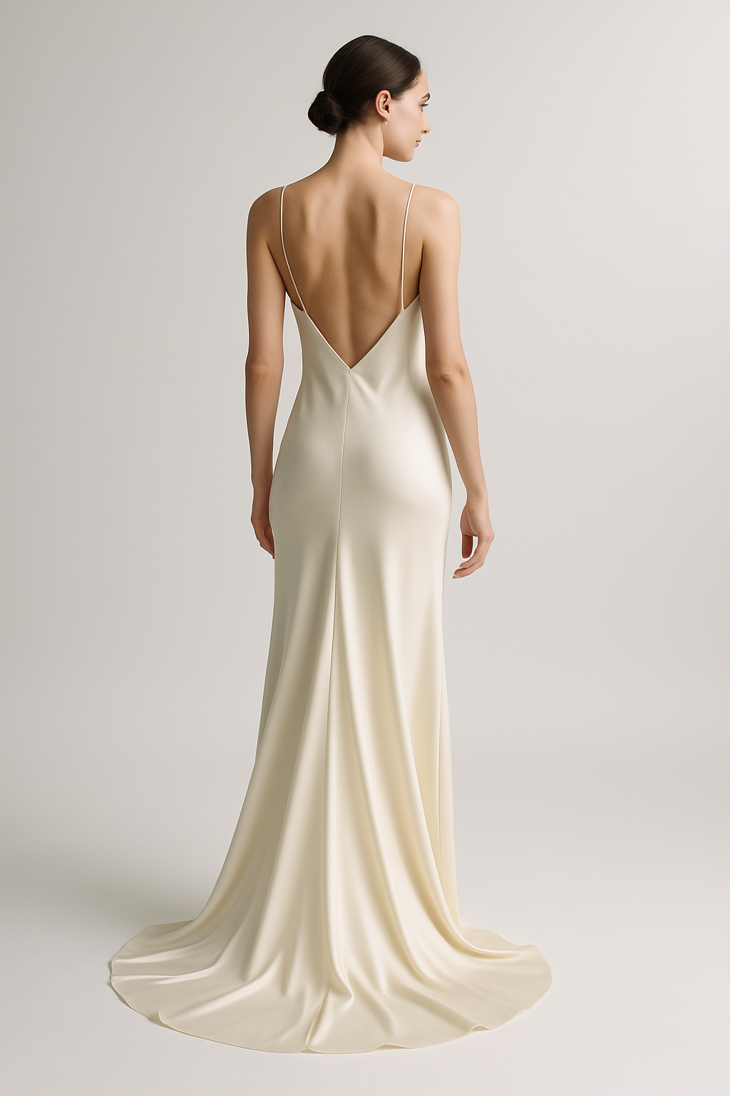 Ecru Silk Dress with Train | Serica House - Image 2