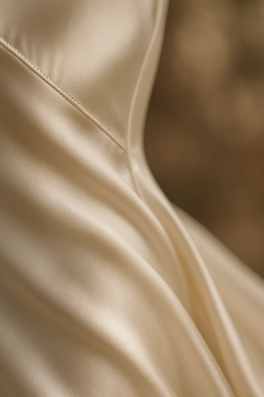 Ecru Silk Dress with Train | Serica House - Image 3
