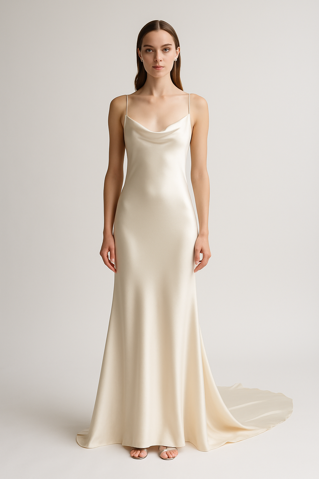 Ecru Silk Dress with Train | Serica House