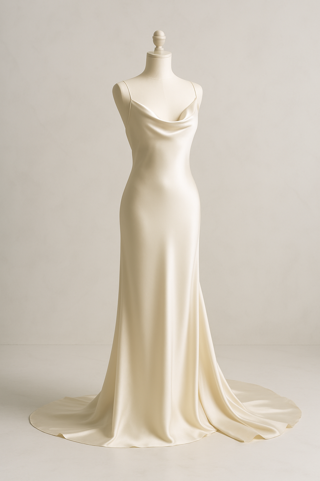 Ecru Silk Dress with Train | Serica House - Image 4