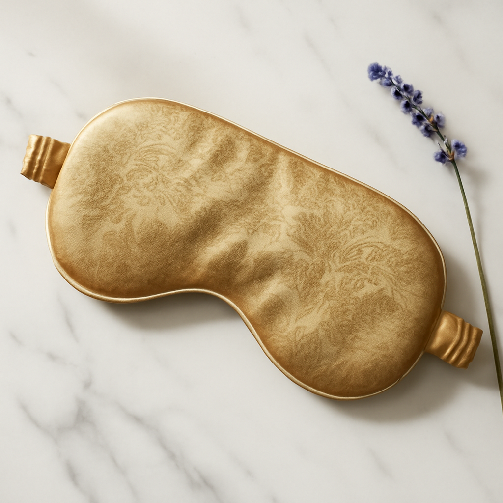Luxury Gold-Print Silk Eye Mask – Exquisite Sleep