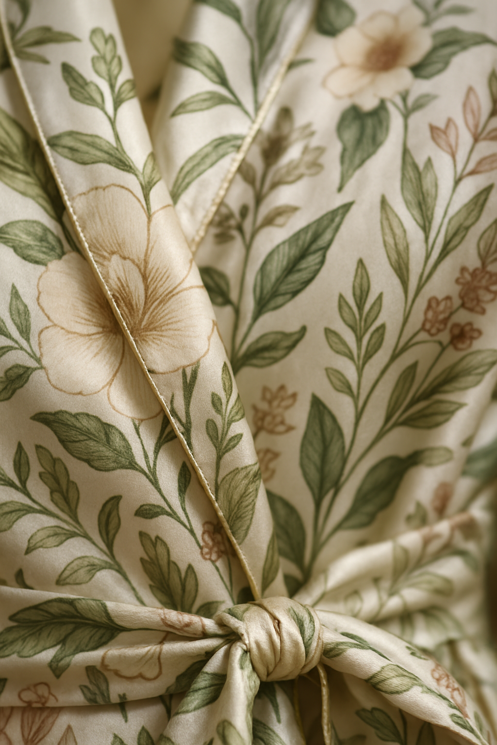 Botanical Silk Long Robe | Ivory Elegance - Image 3
