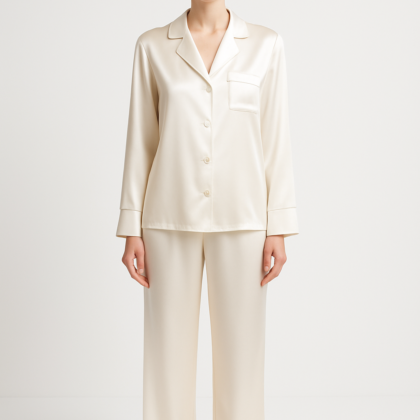 Ivory Classic Silk Pajama Set for Women | Serica