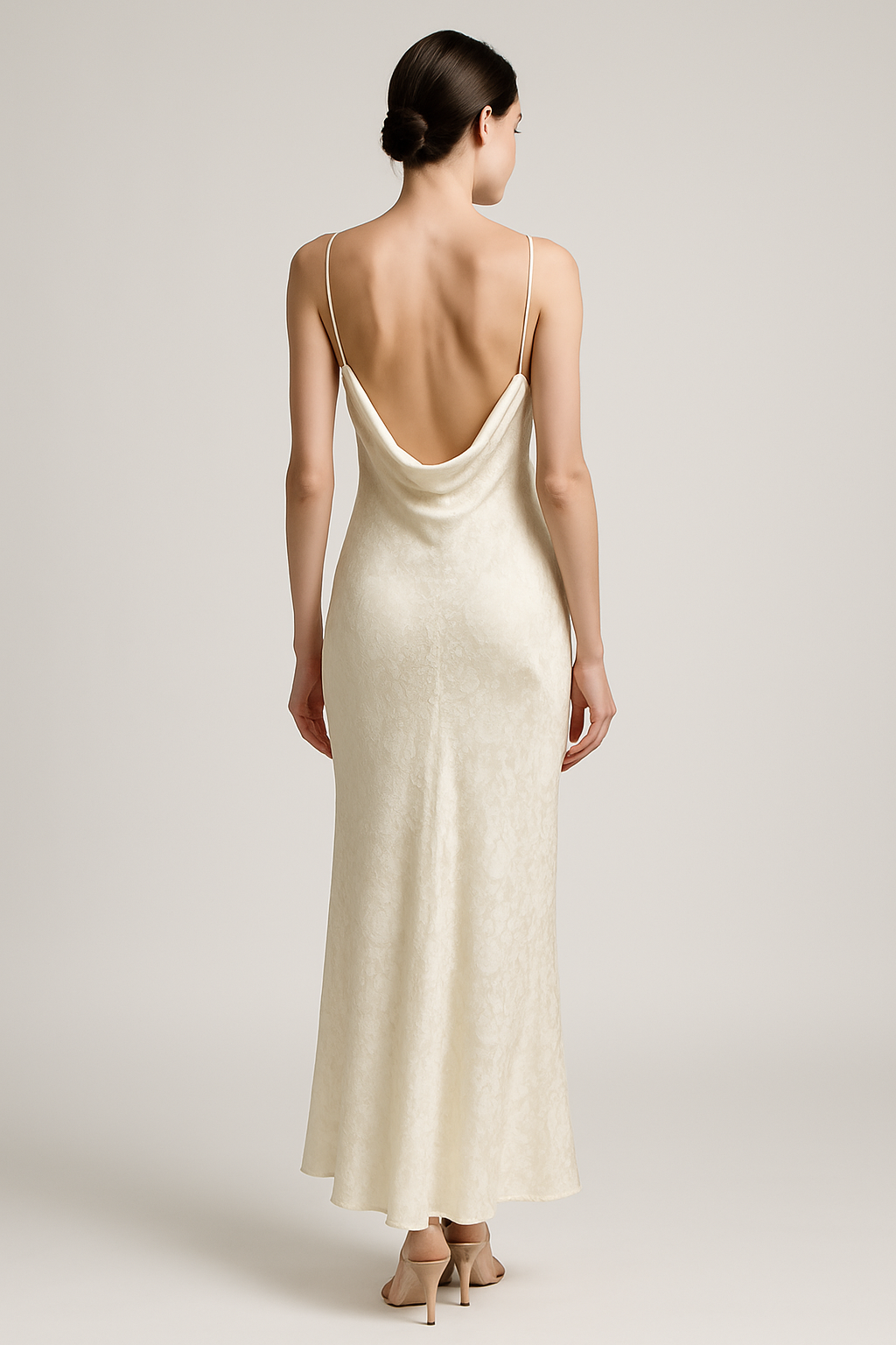 Ivory Floral Lace Silk Dress - Serica House - Image 2