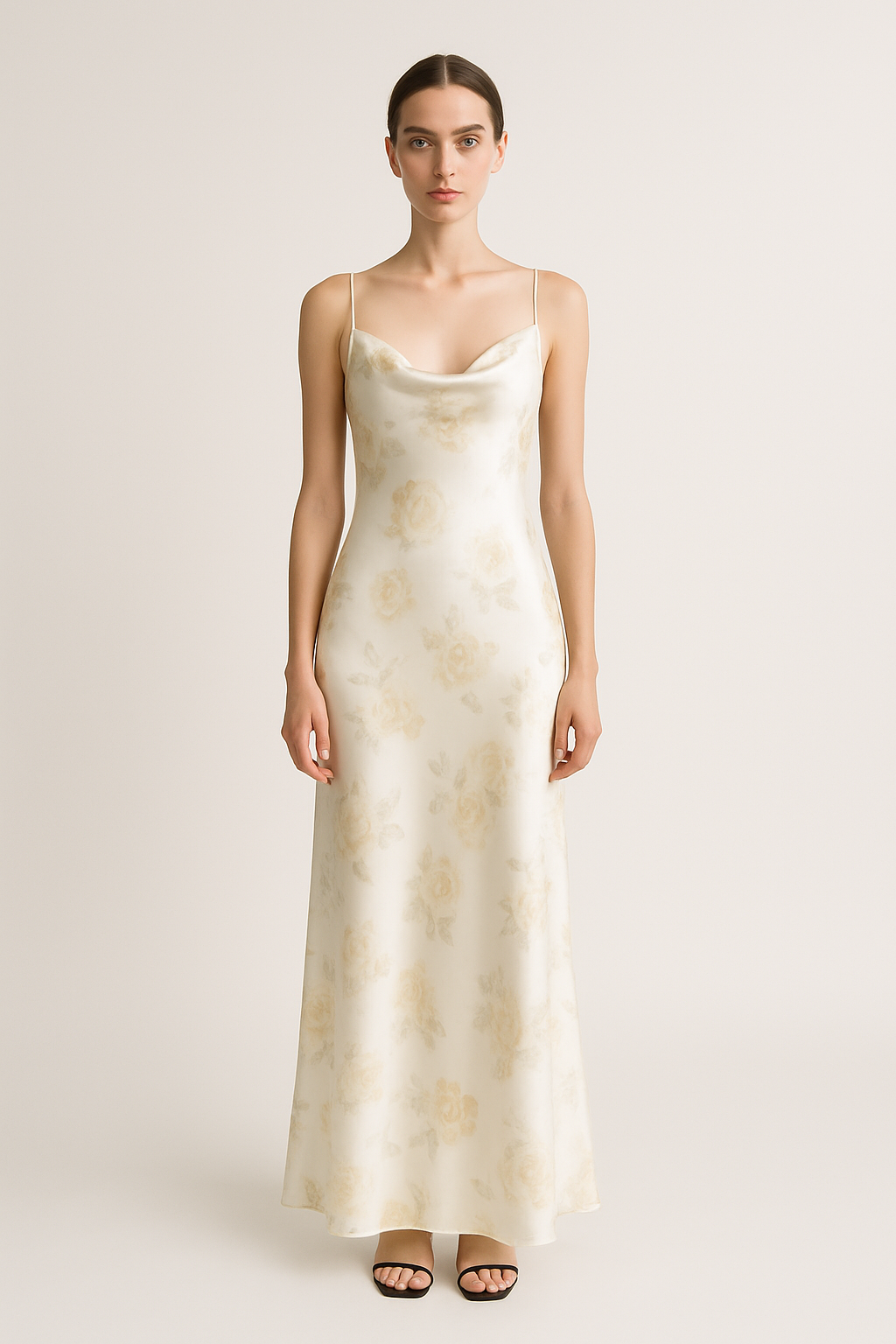 Ivory Floral Silk Slip Dress | Serica House