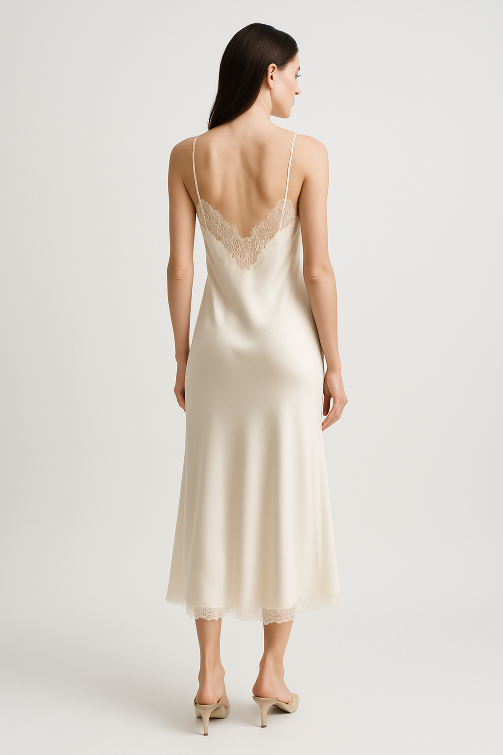 Ivory Lace-Trimmed Silk Dress | Serica House - Image 2