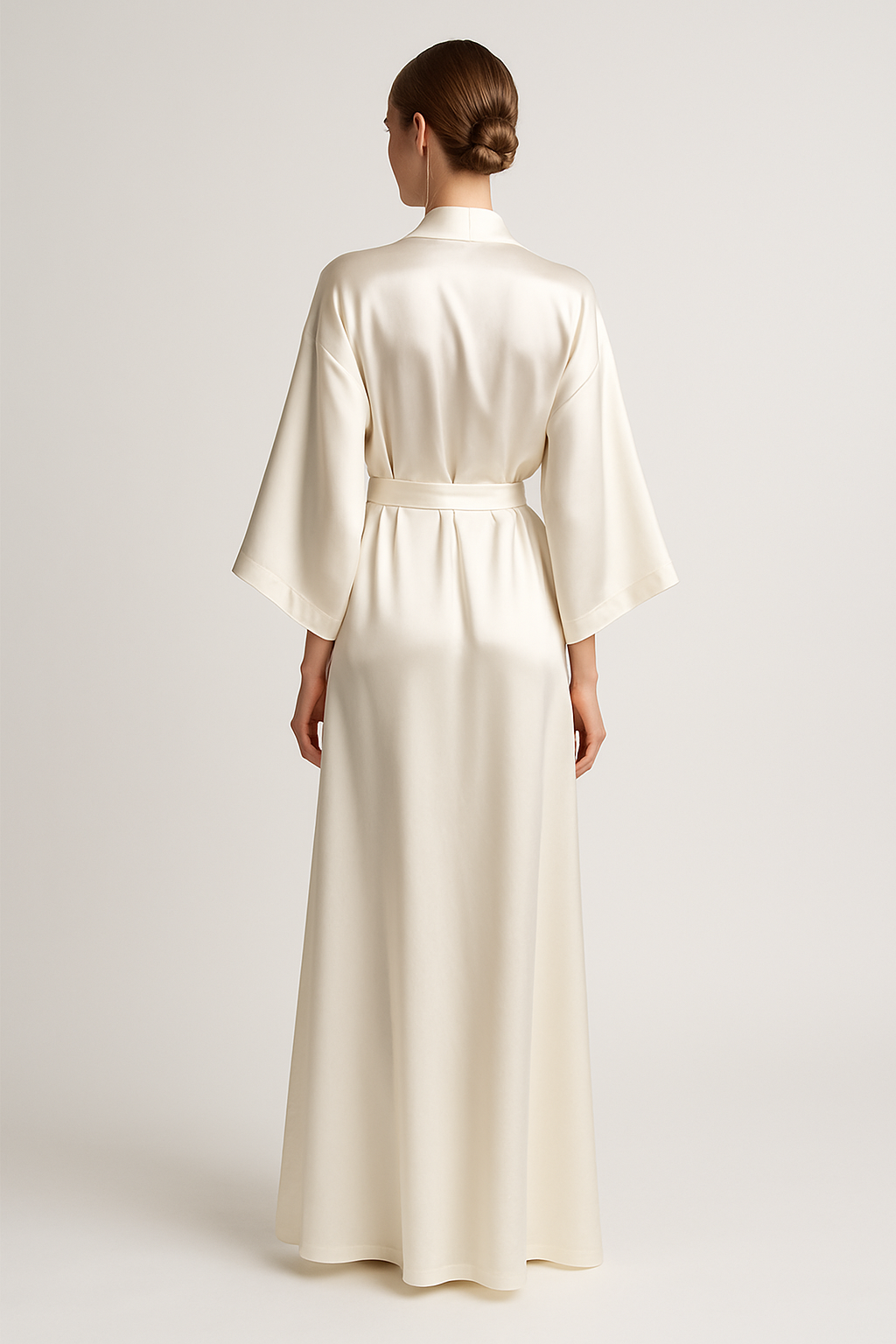 Ivory Long Silk Kimono Robe – Serica House - Image 2