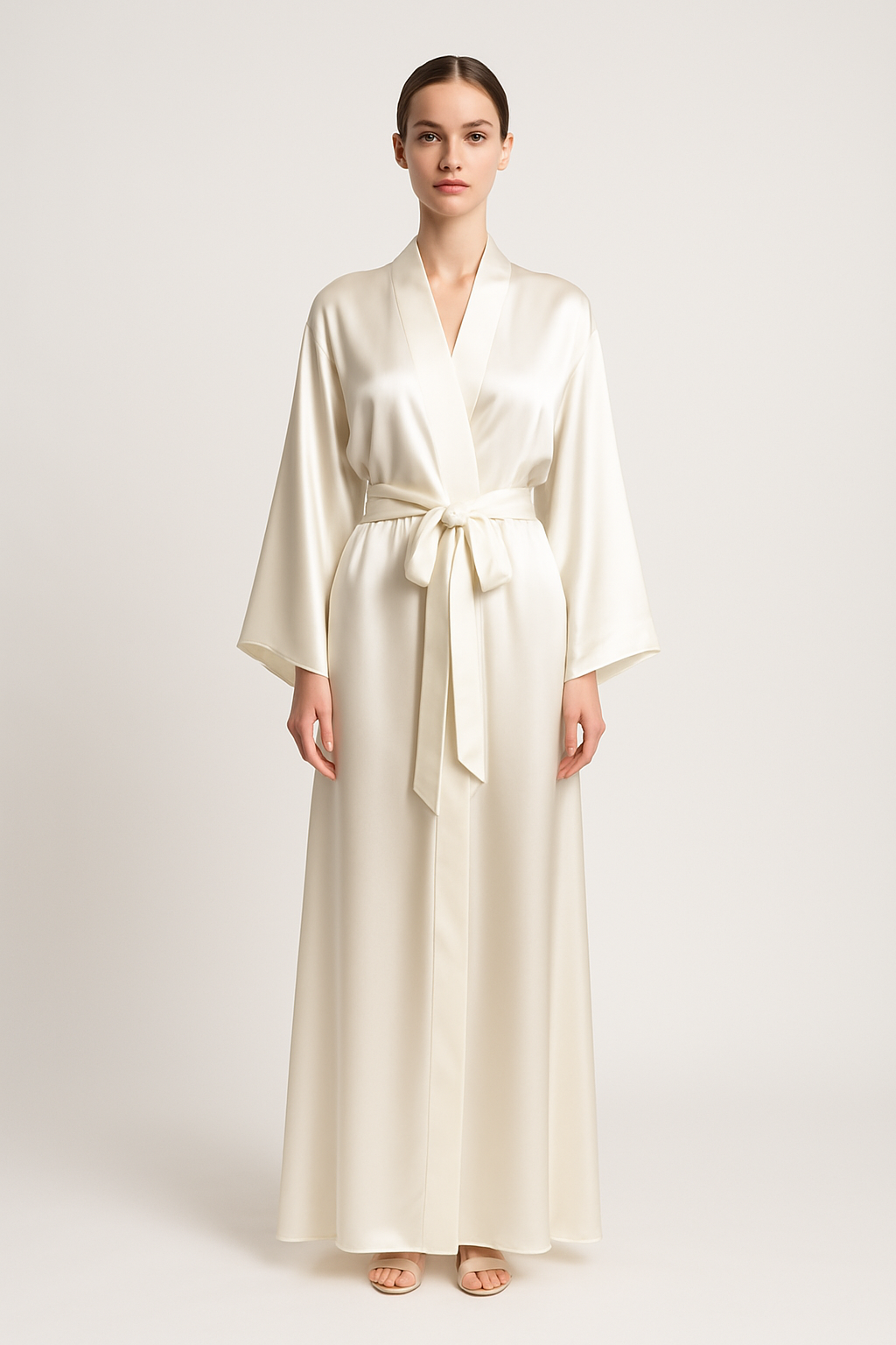 Ivory Long Silk Kimono Robe – Serica House
