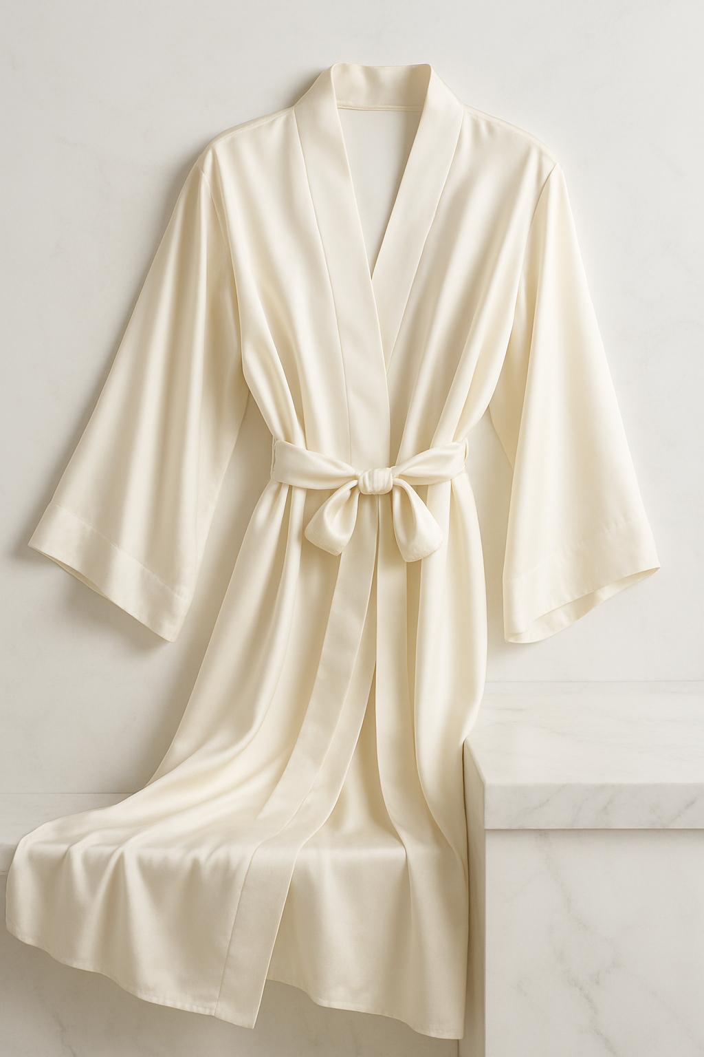 Ivory Long Silk Kimono Robe – Serica House - Image 4