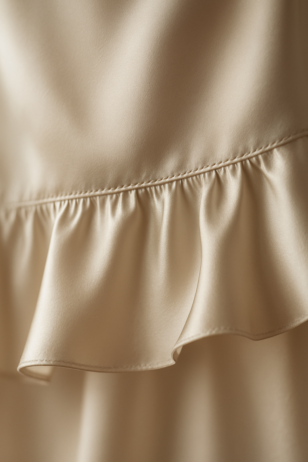 Ivory ruffled-hem silk slip dress detail