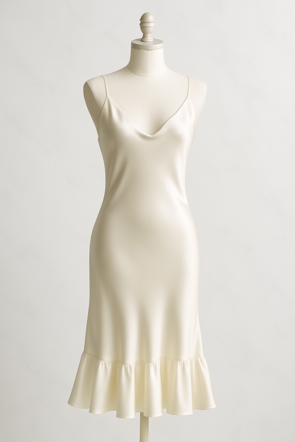 Ivory Ruffled-Hem Silk Dress - Serica - Image 4
