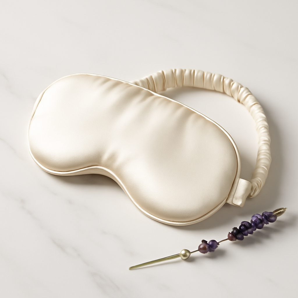 Ivory Silk Bridal Eye Mask Set – Luxurious Touch - Image 2