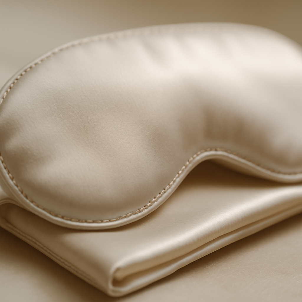 Ivory Silk Eye Mask with Case – Stylish Travel - Image 3