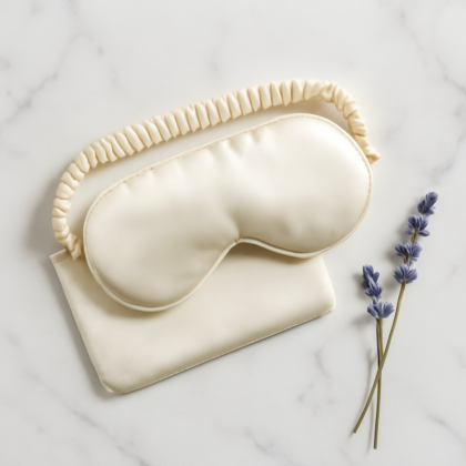 Ivory Silk Eye Mask with Case – Stylish Travel