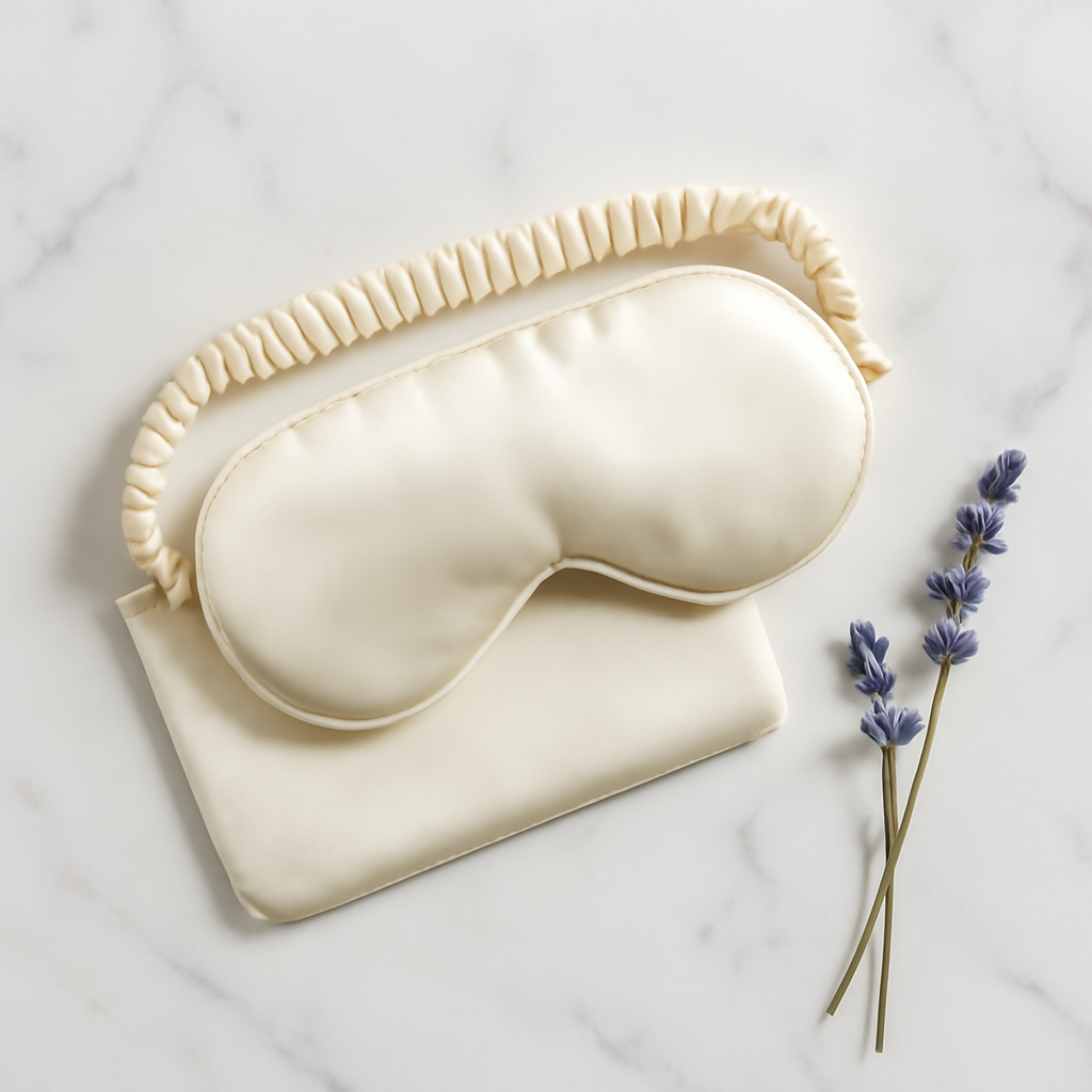 Ivory Silk Eye Mask with Case – Stylish Travel