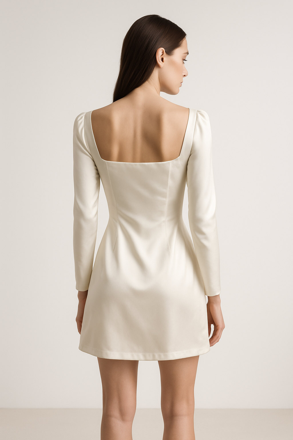 Ivory Square-Neck Silk Mini Dress - Serica - Image 2
