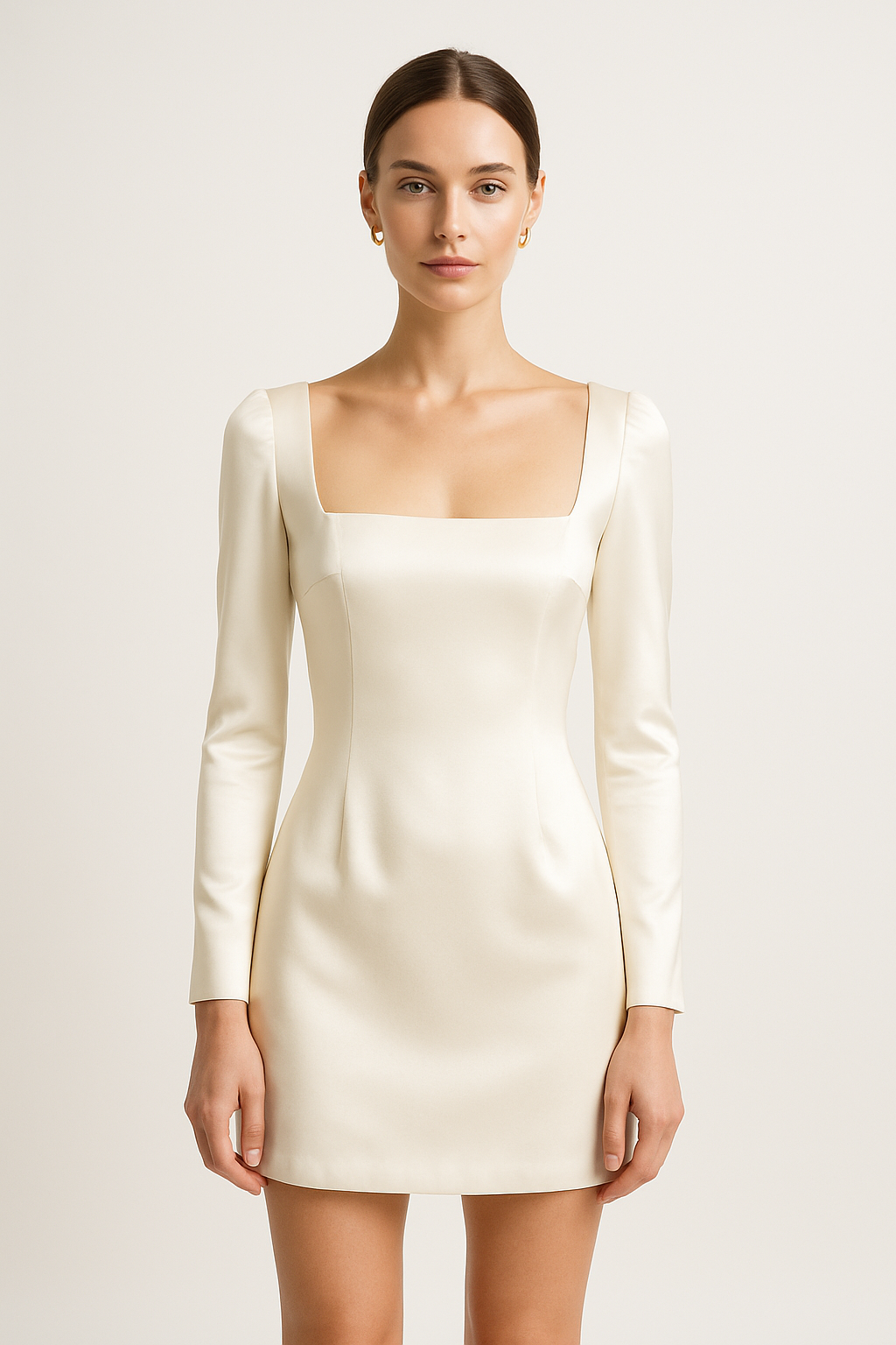 Ivory Square-Neck Silk Mini Dress - Serica