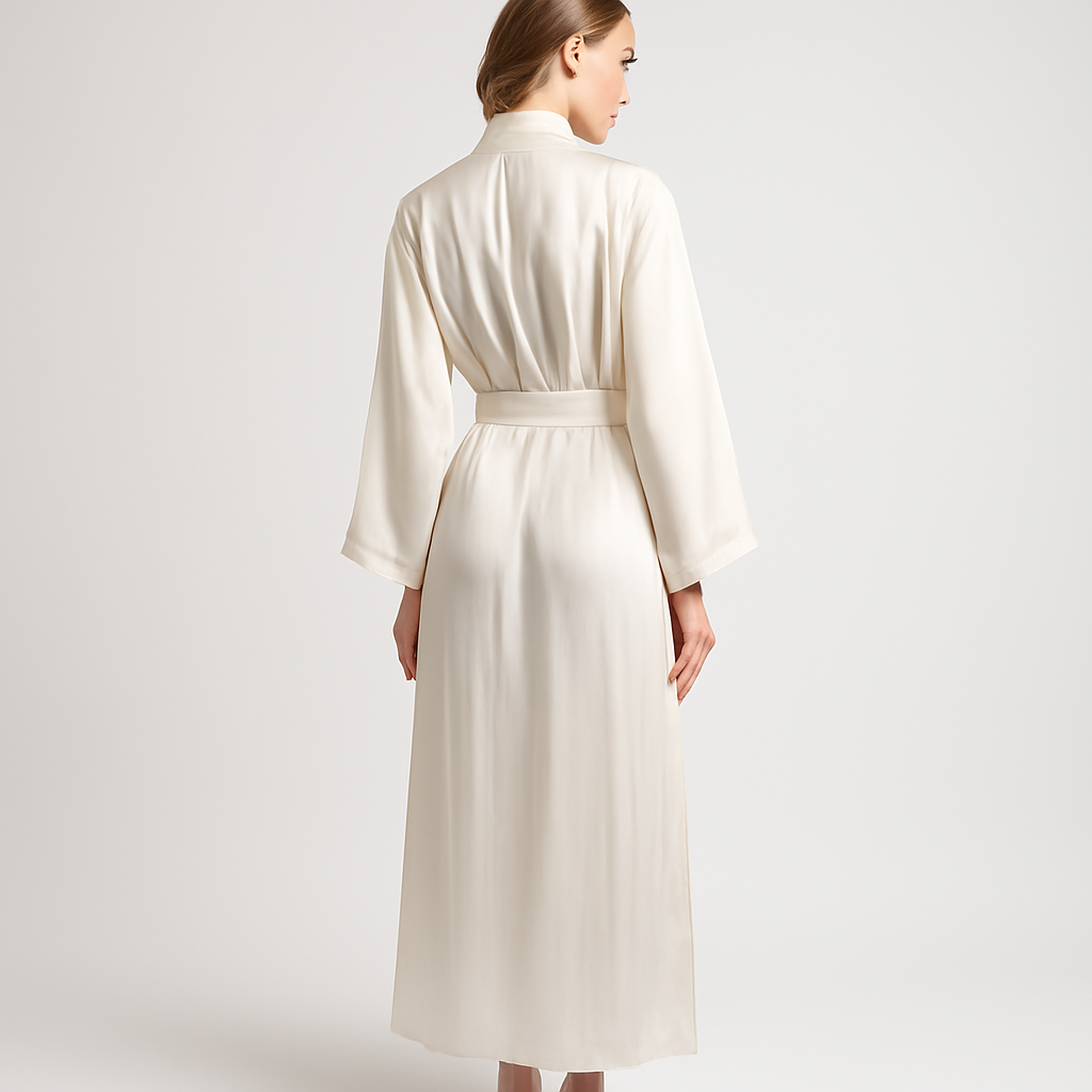 Ivory Striped Silk Robe | Chic & Luxurious - Image 2