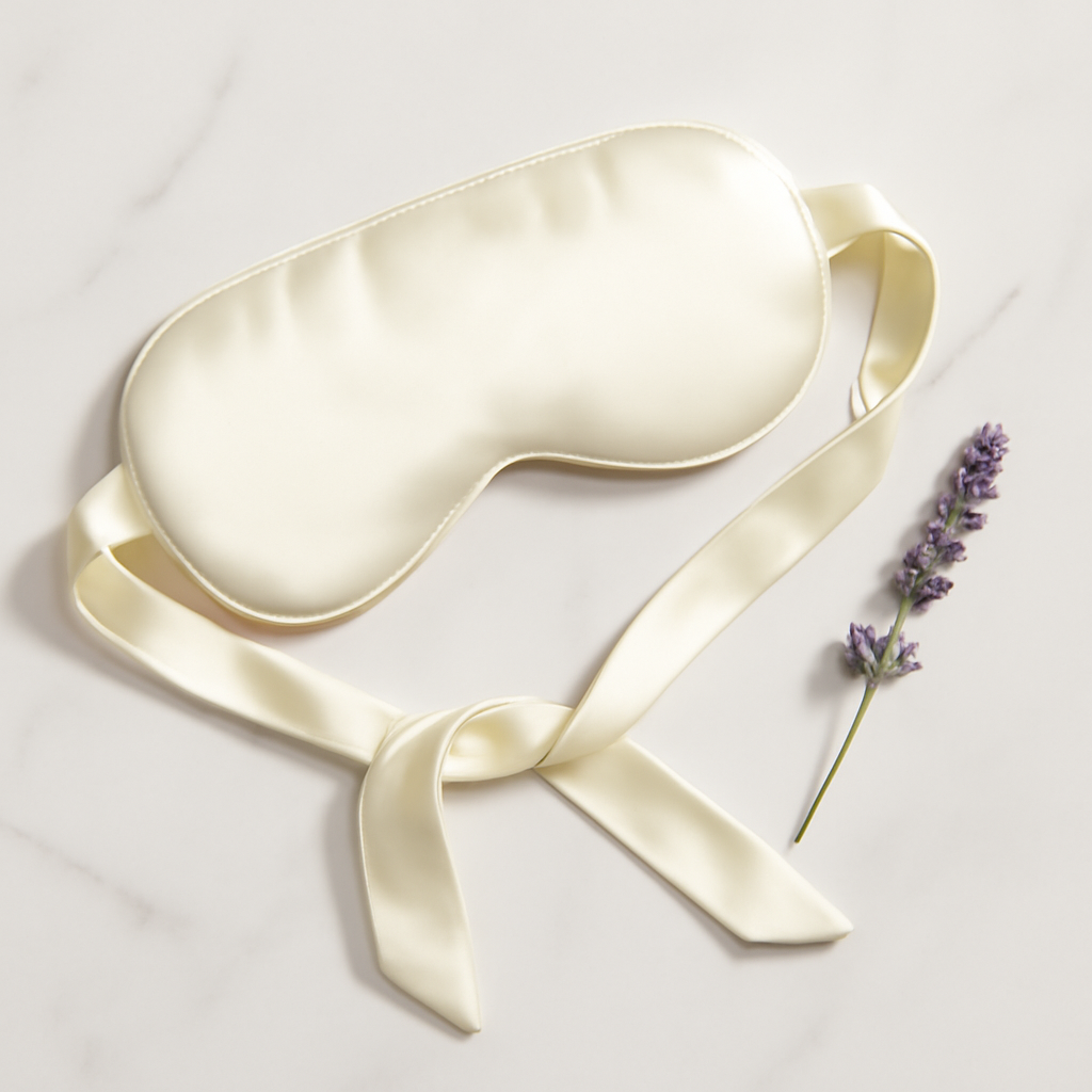 Ivory Tie-Style Silk Eye Mask – Personalized Comfort - Image 2