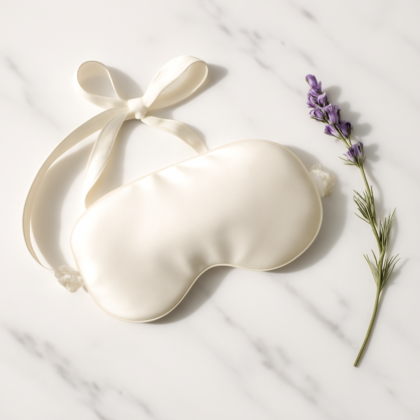 Ivory Tie-Style Silk Eye Mask – Personalized Comfort