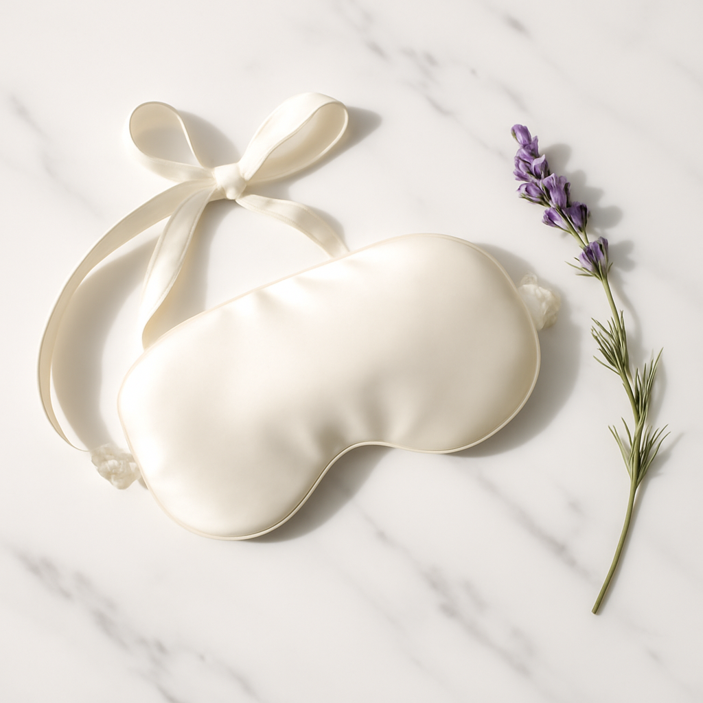 Ivory Tie-Style Silk Eye Mask – Personalized Comfort