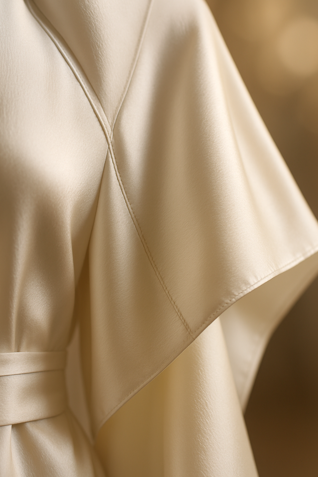 Ivory silk kimono with wide sleeves detail