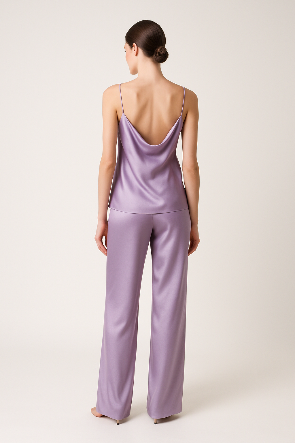 Lavender Silk Cami & Trouser Set – Elegant Sleepwear - Image 2