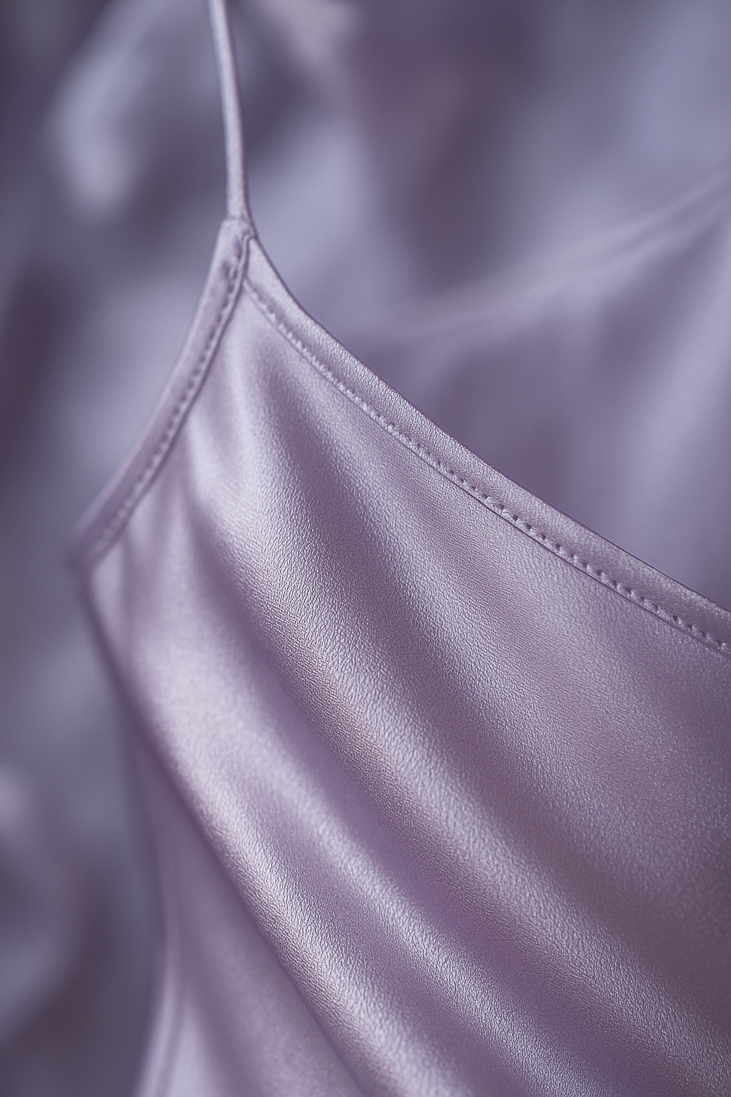 Lavender silk slip dress close-up detail
