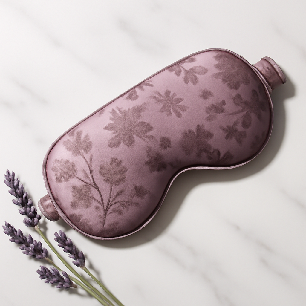 Mauve Floral Silk Eye Mask – Graceful Elegance - Image 2