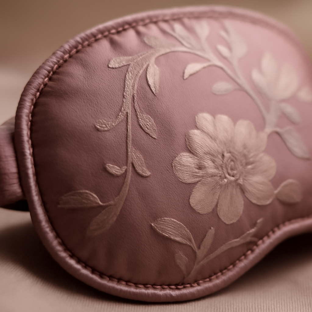 Mauve Floral Silk Eye Mask – Graceful Elegance - Image 3