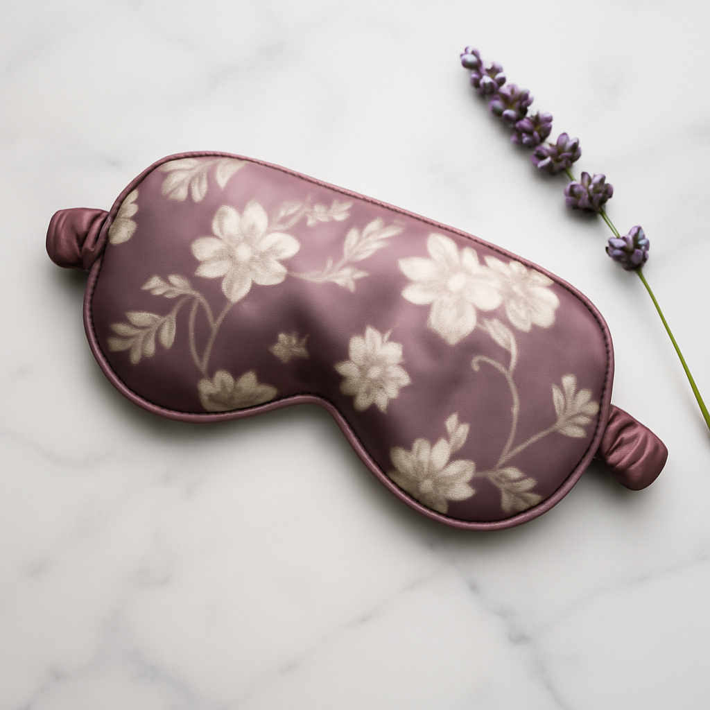 Mauve Floral Silk Eye Mask – Graceful Elegance - Image 4