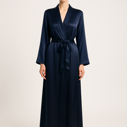 Midnight Navy Silk Gown – Serica House
