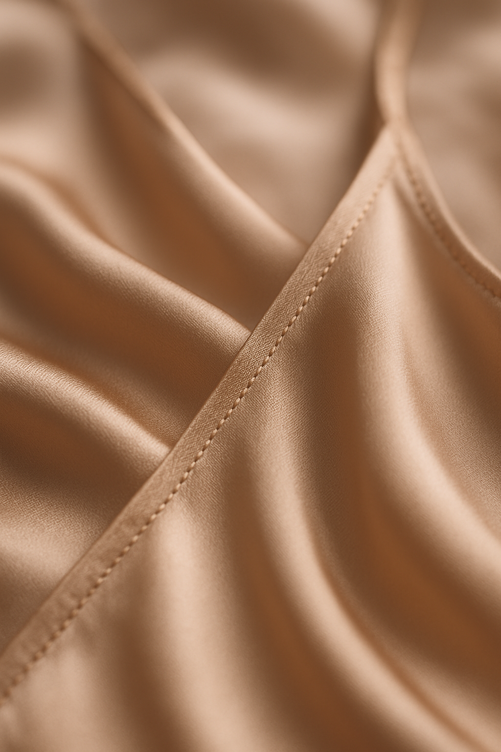 Nude silk fabric with detailed stitching