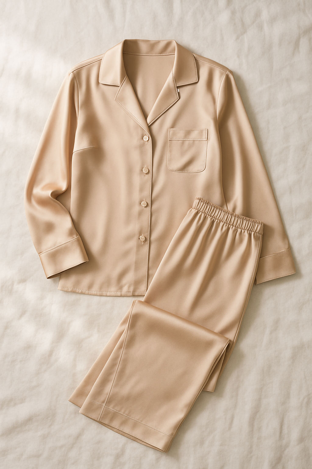 Nude Long Silk Pajama Set for Women – Serica - Image 4