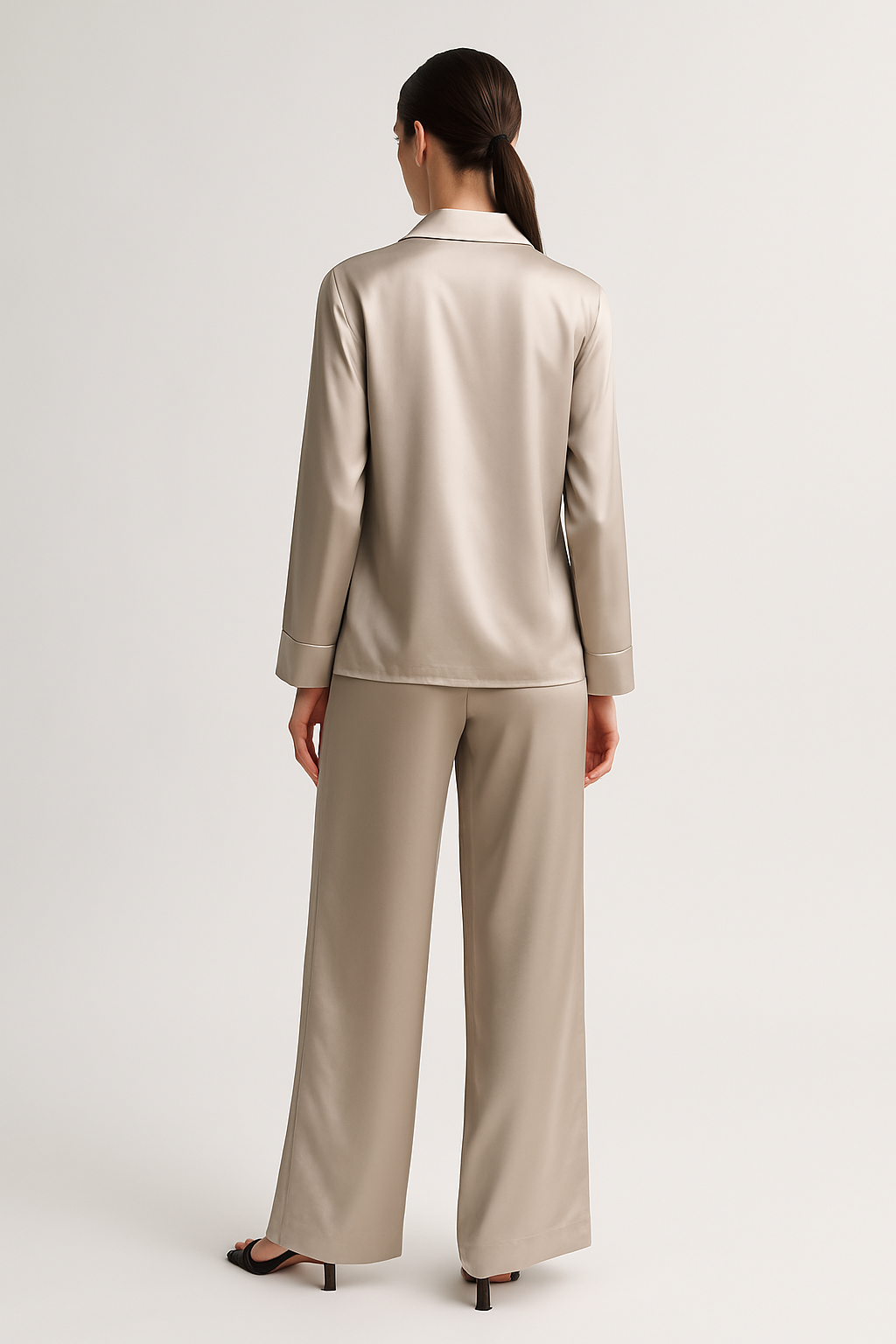 Oyster Silk Wide-Leg Pajama Set – Cozy Elegance - Image 2