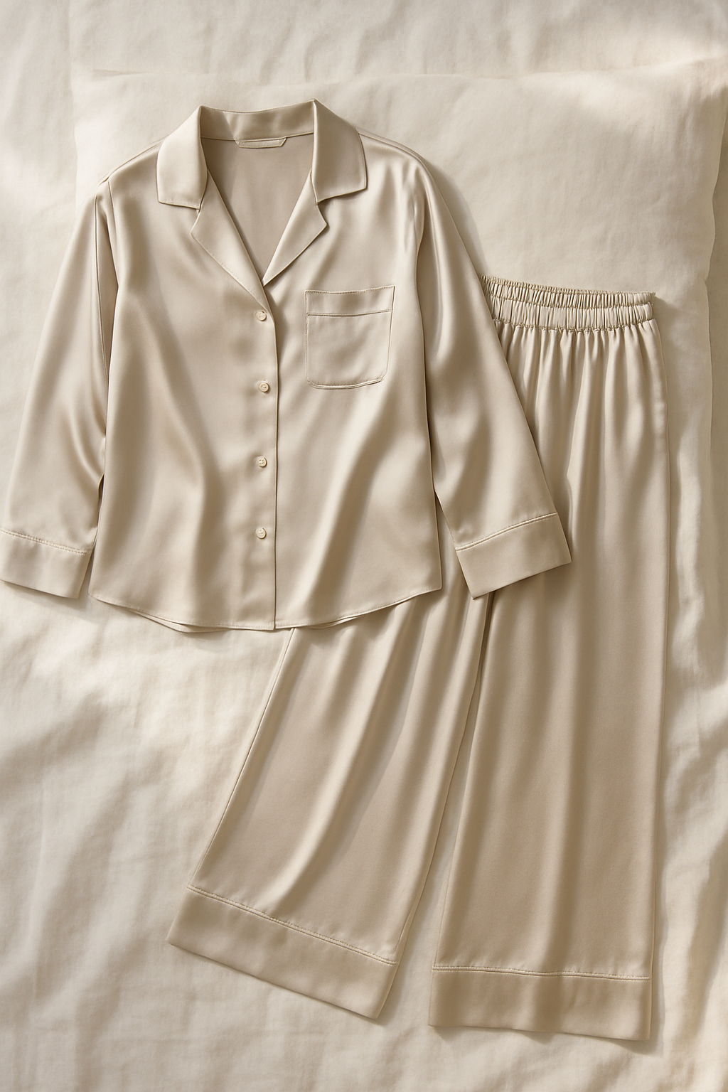 Oyster Silk Wide-Leg Pajama Set – Cozy Elegance - Image 3