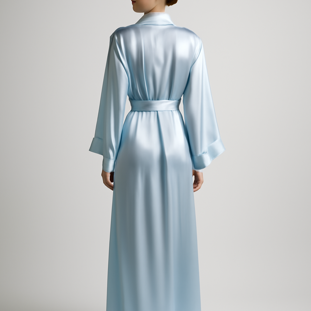 Pale Blue Long Silk Robe | Serica House - Image 2
