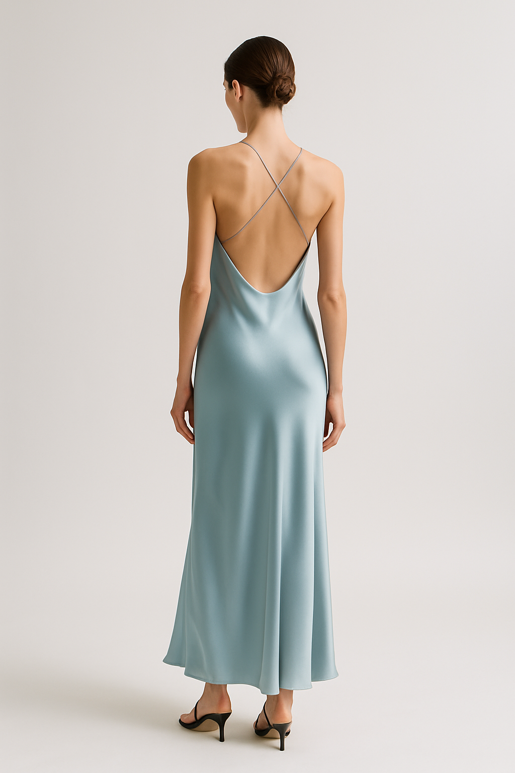 Pale Blue Silk Slip Dress - Serica House - Image 2