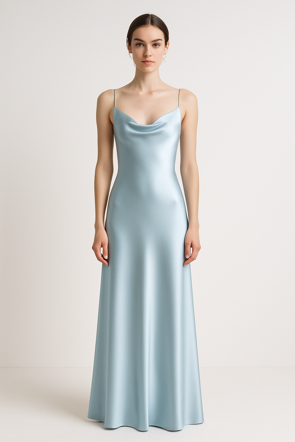 Pale Blue Silk Slip Dress - Serica House