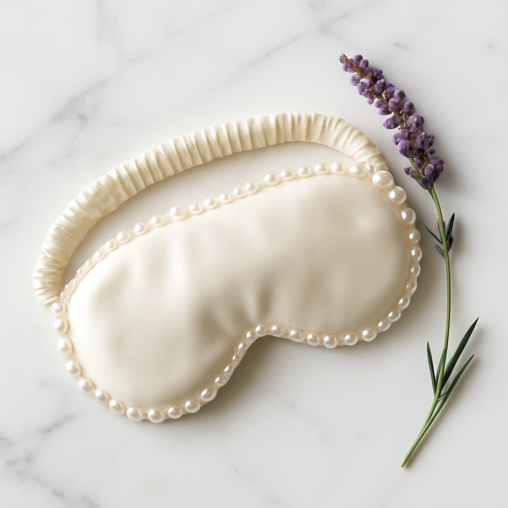 Pearl Embroidered Silk Eye Mask | Serica House - Image 4