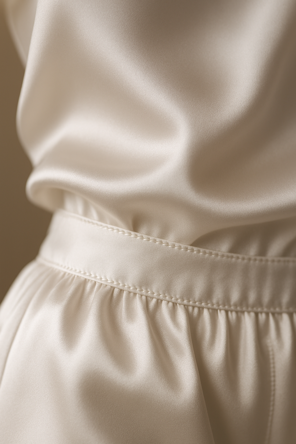 Pearl White Silk Shorts & Top Set – Serica Elegance - Image 3