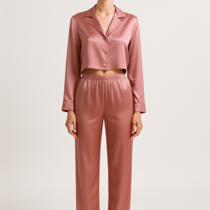 Rose Cropped Silk Pajamas | Serica Comfort