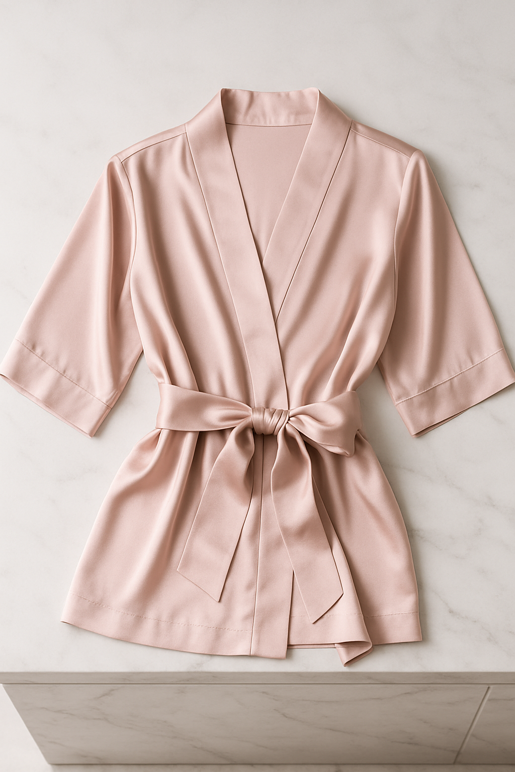 Rose Quartz Silk Short Robe | Serica Luxury - Image 4