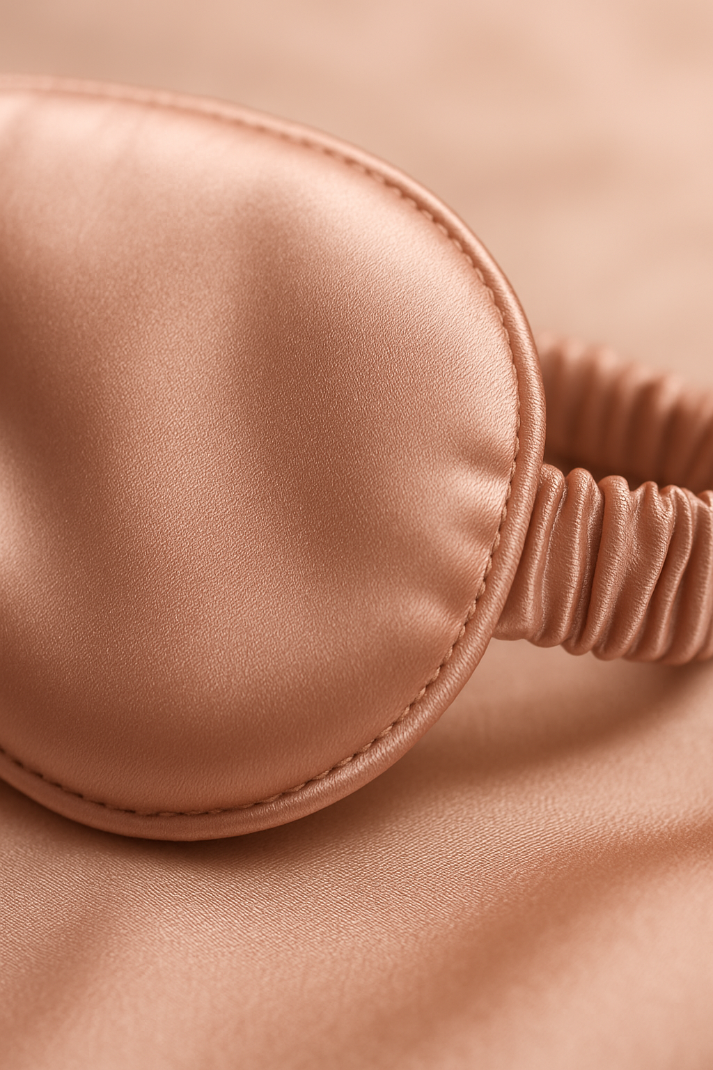 Rose silk contoured eye mask close-up detail