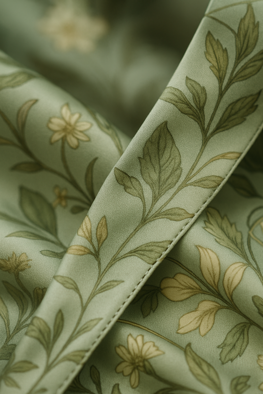 Sage Botanical Silk Robe – Natural Elegance - Image 3