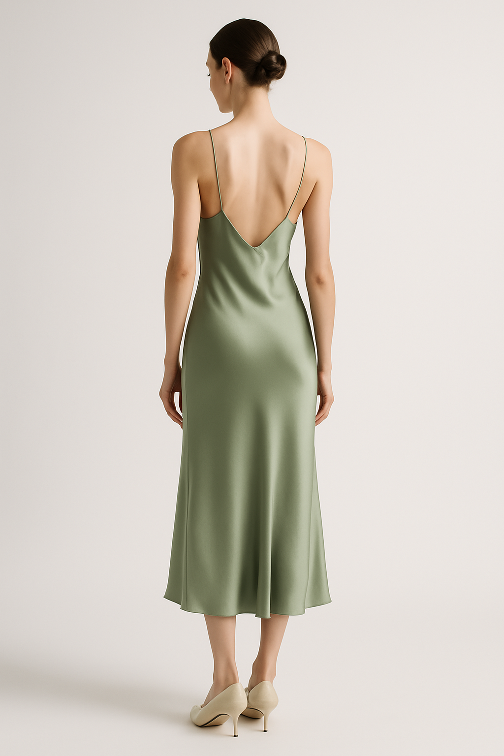 Sage Green Silk Midi Slip Dress | Serica House - Image 2