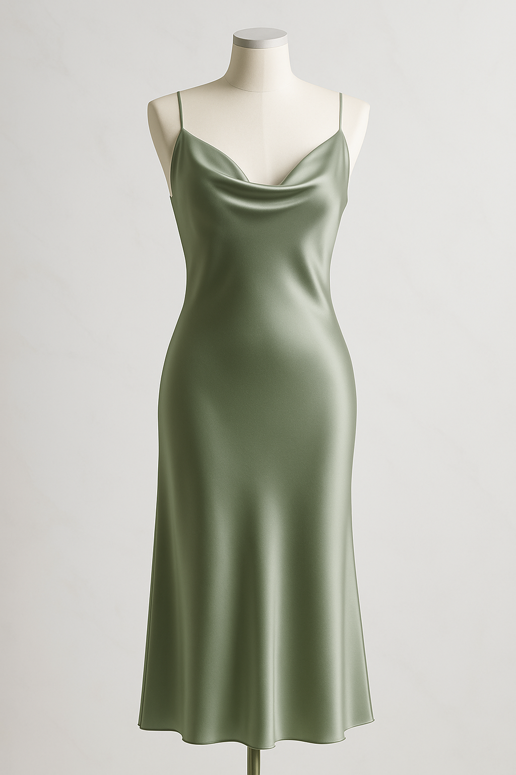 Sage Green Silk Midi Slip Dress | Serica House - Image 4