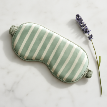 Sage Striped Silk Sleep Mask | Serica House
