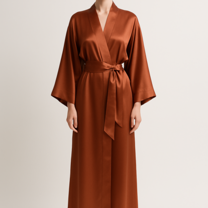 Terracotta Silk Kimono | Serica Elegance