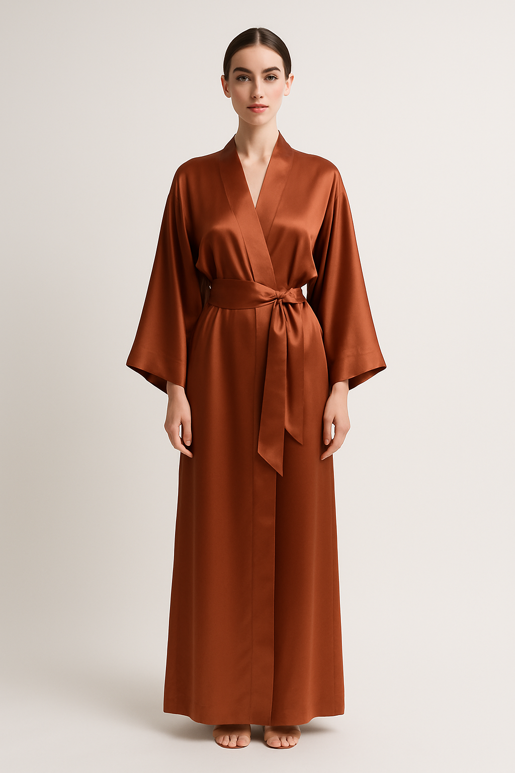 Terracotta Silk Kimono | Serica Elegance